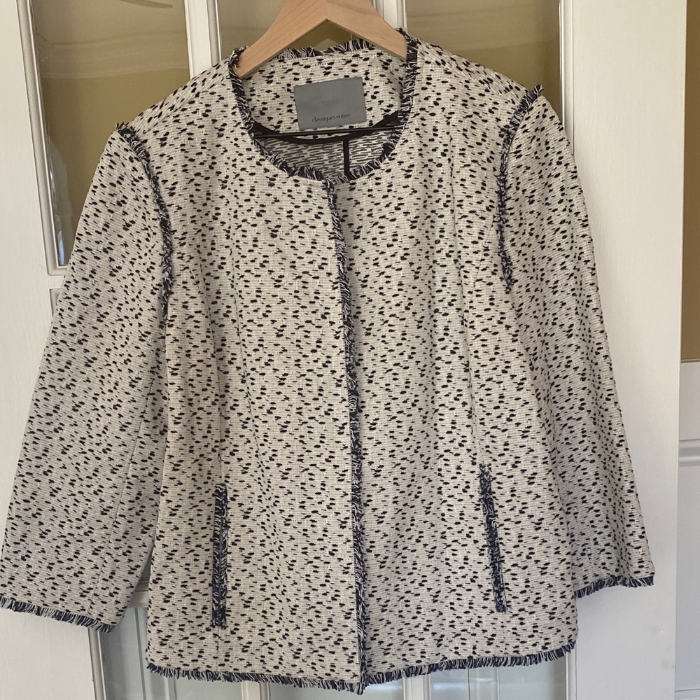 Classiques Entier Monochrome Patterned Blue and White Blazer